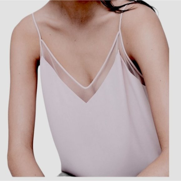 ARITZIA BABATON Light Taupe "Galen" Mesh Lining Camisole Tank Top- S - Picture 1 of 13